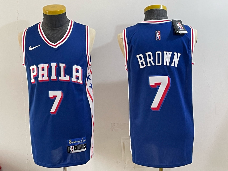 Men Philadelphia 76ers #7 Brown blue Nike 2026 NBA Jersey 081102->philadelphia 76ers->NBA Jersey